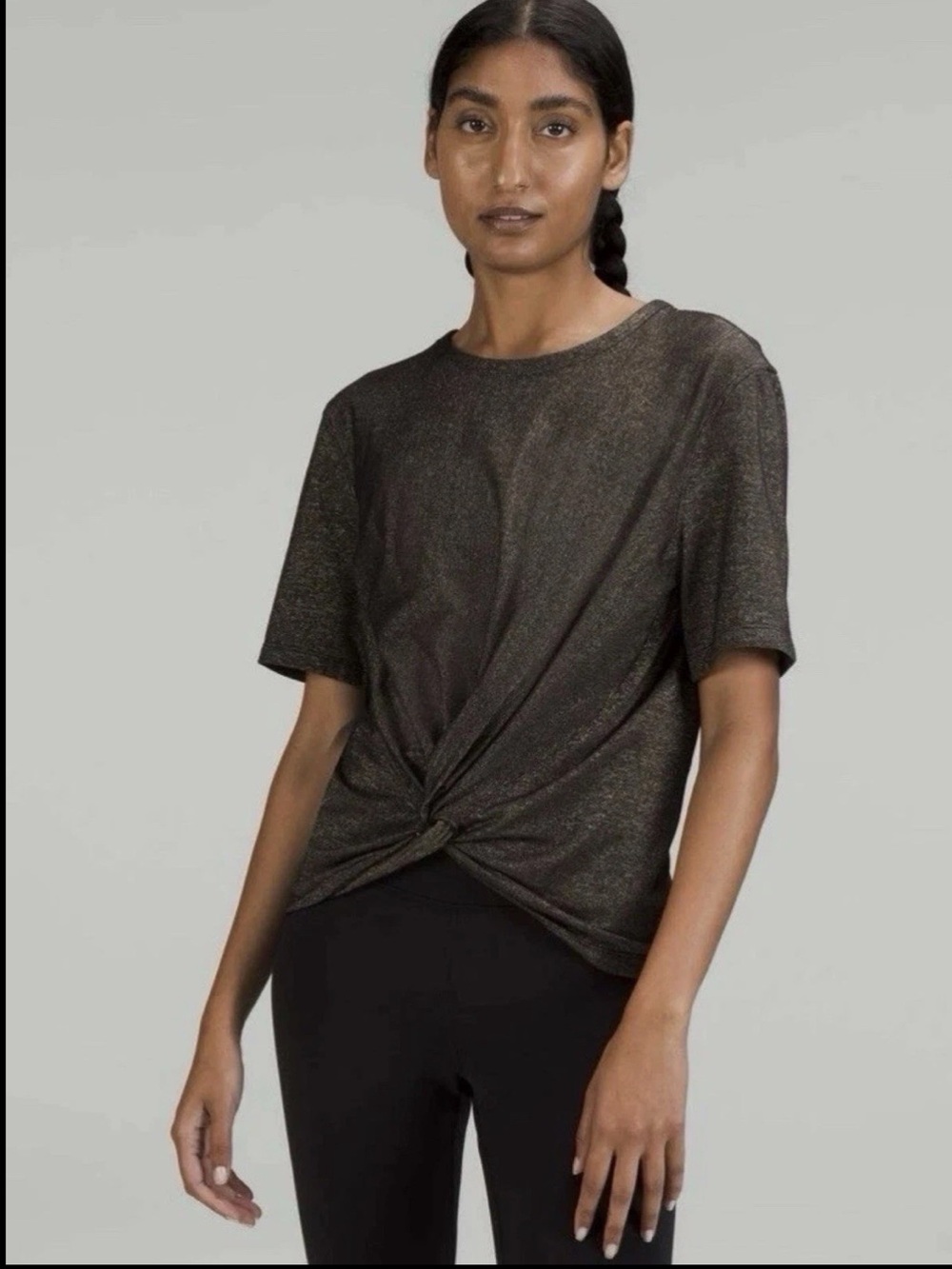 Lululemon Short Sleeve Crescent T-Shirt *Spark Black Sparkle Relaxed Fit Size 10